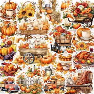 100 PCS Thanksgiving Fall Stickers – Autumn Pumpkin & Cottagecore Stickers for Scrapbooking, Journals, Water Bottles, Laptops & DIY Crafts,TikTokShopJumpstartSale