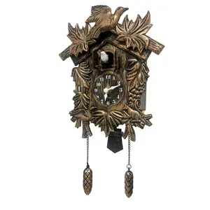 WALPLUS Chiming Classic Brown Vintage Cuckoo Wall Clock Hanging Bird Clock Home Decor Christmas Clock Gift Cuckoo Clock Adjustable Pendulum Decoration
