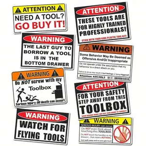8Pcs Funny Toolbox Warning Decal Stickers Tool Box Car Bumper Decals