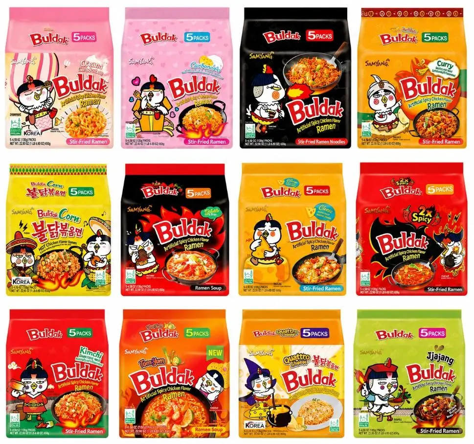 [5 Packs] Samyang Buldak Ramen Variety Pack Korean Spicy Noodles