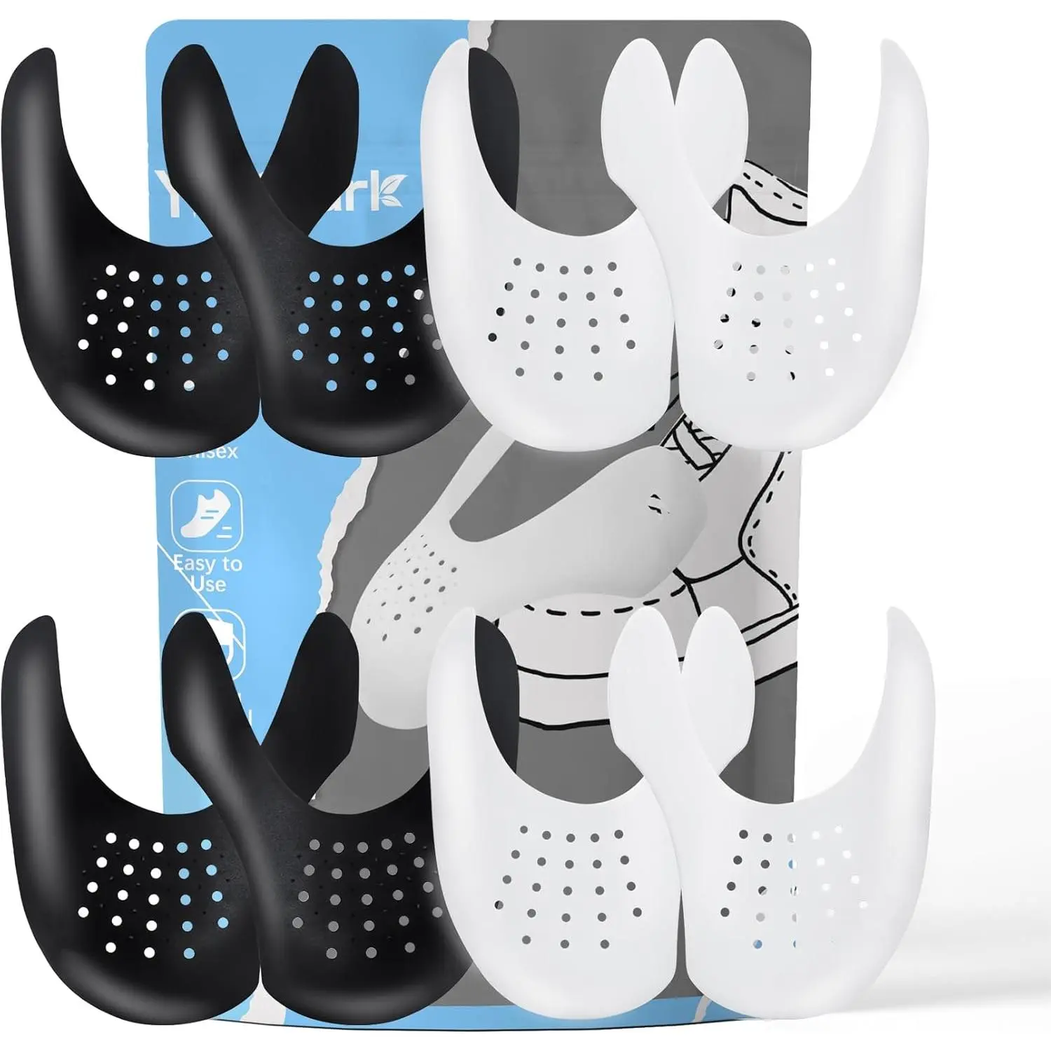 4 Pairs Creases Protector for Shoe Sneakers:AF1s,Dunks and More, Anti Creases Protector for Men's 7.5-13 Women 5-8.5