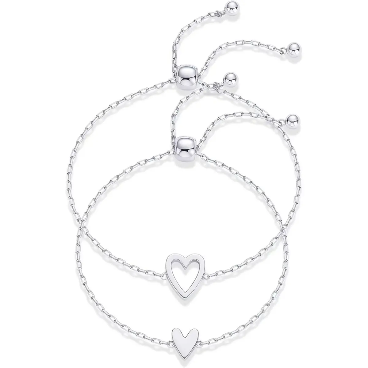 Gold-plated heart-shaped women's bracelet, bracelet set, adjustable heart friendship bracelet two-piece set, couple's gift, best friend's gift.
