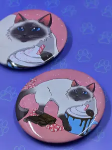 Pawpurrmint Button - Peppermint Mocha Pin - Cat Pinback Button - 2.25"