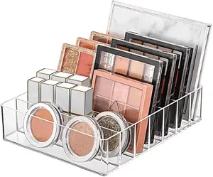 Modern Cosmetics Makeup Organizer for Eyeshadow Palette and Lipstick - 7 Section Divided Organizer for Vanity Drawer Countertop, Gift Boxes Plastic Transparent