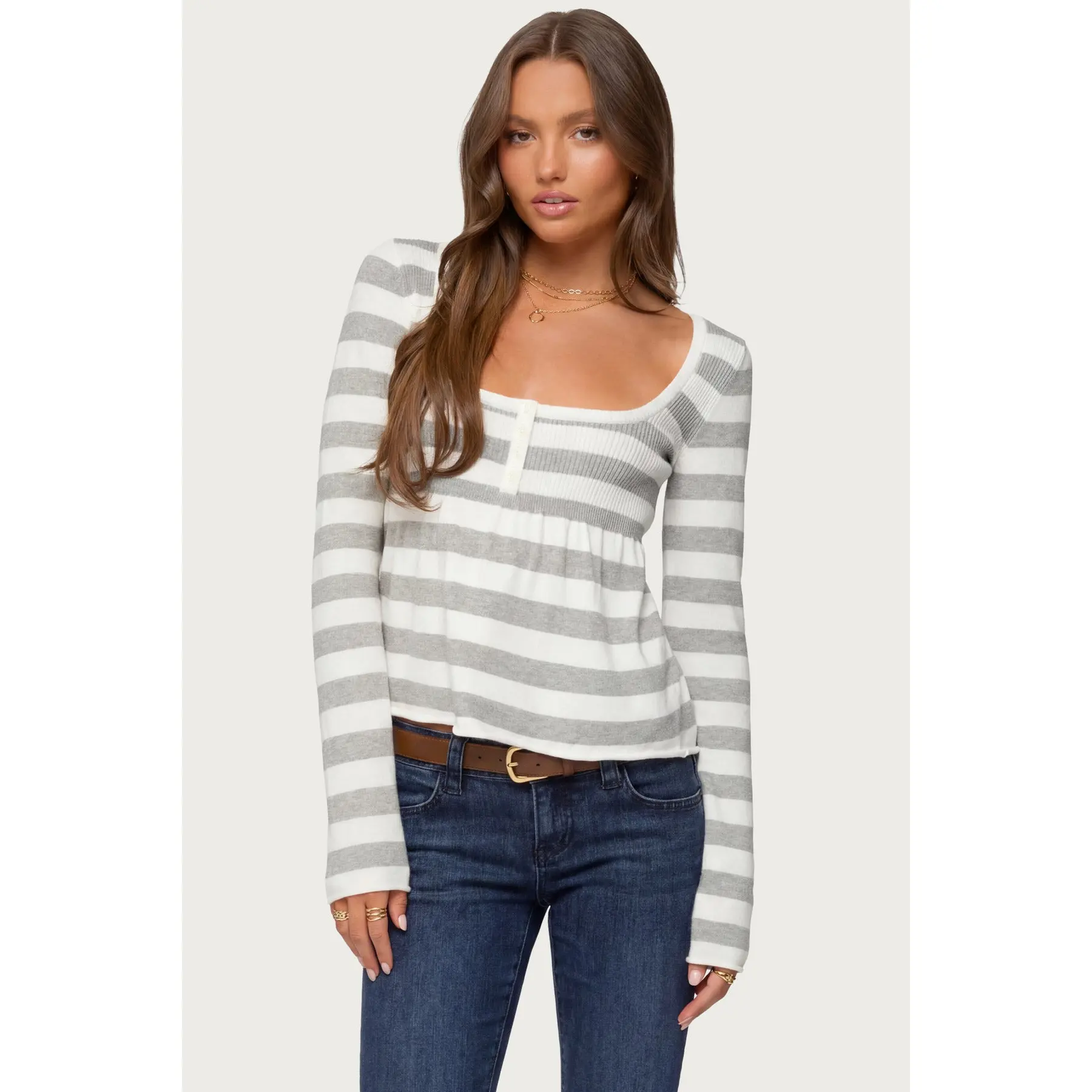 Lockie Striped Knit Babydoll Top Lockie Striped Knit Babydoll Top