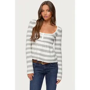Lockie Striped Knit Babydoll Top