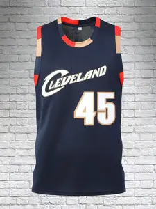 Men's Basketball Jersey 45 Blue Embroidered And Sewn Basketball Shirt, Sleeveless Vest Casual Sports Shirt
