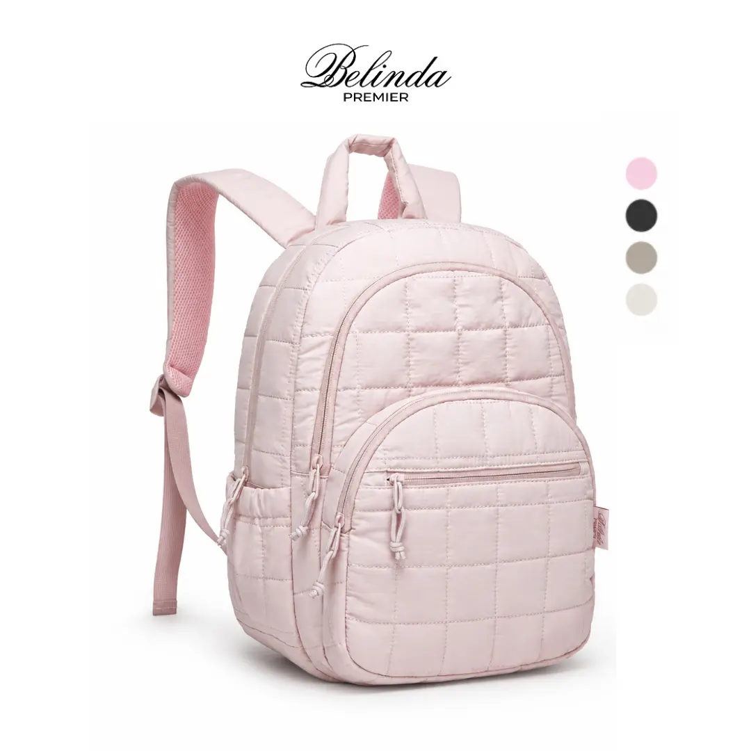 BELINDA Laptop Backpack for for Women, Lightweight Carry on Backpack Travel Backpack, Quilted School Bag, Causal College Backpack-Regular Size with 320Z Pockets Water-Resistant College & Travel Backpack, Fits 15.6" Laptop College