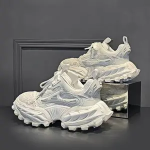 Men'sTrendyDadShoes2025Two-ToneMeshandPUUpperThickCushionedRubberSoleforHeightIncreaseAnti-SlipWear-ResistantLow-TopSneakersCasualSportsChunkyShoesAntislipTraction Athletic Closed