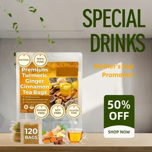 120bags Turmeric Ginger Cinnamon Herbal Tea Bags,Anti Inflammatory Tea,100% Natural Handcrafted Mix with Cinnamon , Ginger, and Turmeric - No Sugar, No Caffeine, No Gluten, Vegan