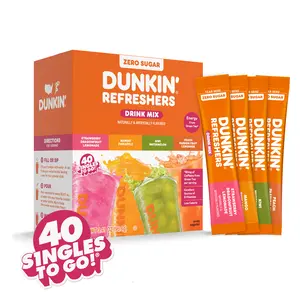 Dunkin' Refreshers 40ct Zero Sugar Singles To Go! Drink Mix Packets - No artificial dyes, Aspartame-Free, Energy From Green Tea Dunkin' Refreshers 40ct Zero Sugar Singles To Go! Drink Mix Packets - No artificial dyes, Aspartame-Free, Energy From Green Tea