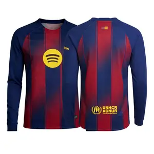 25 26 Home Long Sleeve Soccer Jersey Fans Version Red Blue