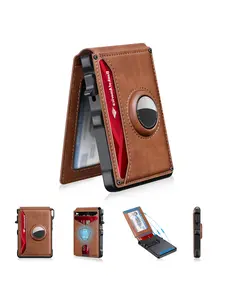 Men's Ultra-Thin Pop-Out Card Wallet, Holds 12-14 Cards, Rfid Shielded Dual-Fold Minimalist Smart Wallet, Credit Card Holder with ID Window, Travel Card Holder