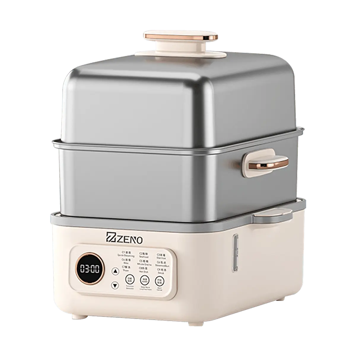 ZENOSmart 17L Large Capacity Electric Steamer - Multi-Functional Stainless Steel Food Steamer with Smart Timer & Keep Warm - Dual Layer Steaming Basket DZG-GP19881Y