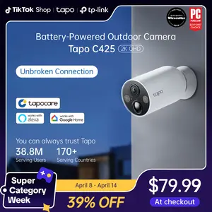 TP-Link & Tapo C425 - Editors’ Choice 2K QHD Wireless Outdoor Security Camera with Magnetic Mount, Long-Lasting Battery, AI Detection, 150° FOV, Color Night Vision, IP66 Weatherproof