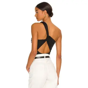 superdown Bailee One Shoulder Bodysuit in Black