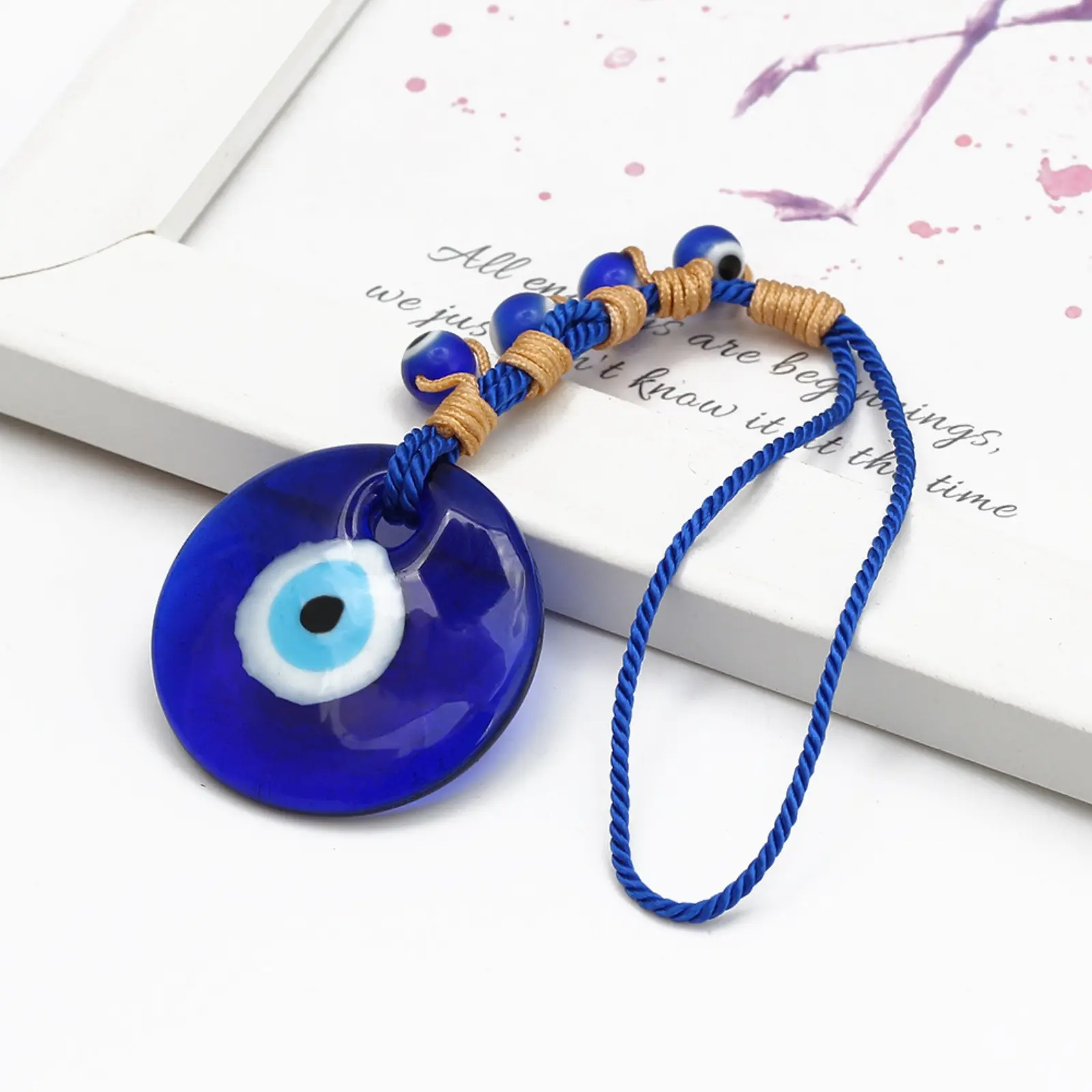 Blue Glass Evil Eye Ornament, Turkish Lucky Charm Car Hanging Pendant for Wall Decor and Interior Accessory, Car Interior Accessory, Car Hanging Ornament