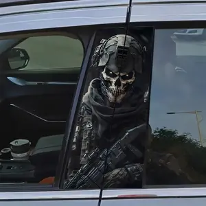 Fantasy Military Skull Soldier Vinyl Stickers, Matte Self-Adhesive Scratch-Resistant Car Decals for B Pillar, Doors, Plastic Metal Surfaces, Sticker For Cars
