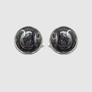 Vintage Marble Swirl Silver Cufflinks