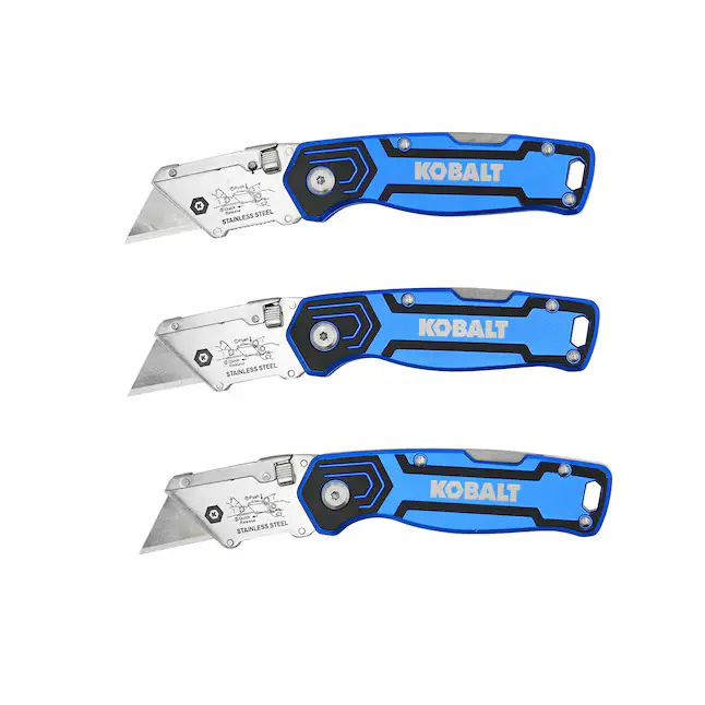 Kobalt Blue 3pk Lockback 3/4-in 3 -Blade Folding Utility Knife