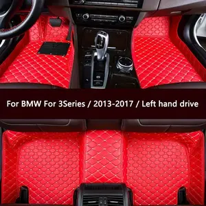 BMW 3 Series (2013-2017) Left Drive Red PU Leather Car Mats - Full Set for 5 Seats Luxury Interior Car Floor Mat