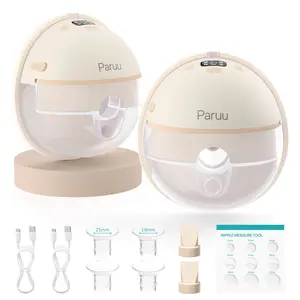 Paruu Hands Free Breast Pump P16, Wearable Breast Pump Electirc Portable with 4 Modes & 12 Levels, Max 309mmHg Strong Suction 19/21/24mm Flange Inserts Wearable Breastfeeding Pump, 2 Pack
