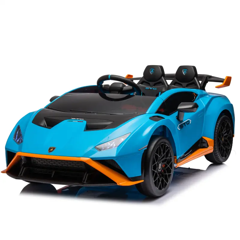 Lamborghini Huracan Sto 24V Kids Electric Ride-On Drift Car with 360° Spin, LED Lights, Dynamic Music, USB Port, and Two-Point Safety Harness