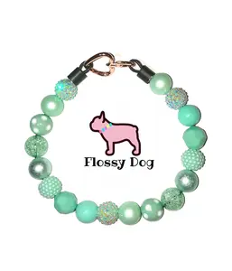 Mint Beaded Dog Collar | Durable Dog Necklace | Custom Pet Jewelry | Mint Green Pearl Bead Collar | Charm | Dog Pearls