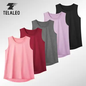 TELALEO 5 value pack Women's Quick Dry Sports Tank Tops, Polyester & Spandex Blend, Crew Neck, Solid Color, Knit Fabric, Casual Style for All Seasons, Ladies Tank Tops dealsforyoudays