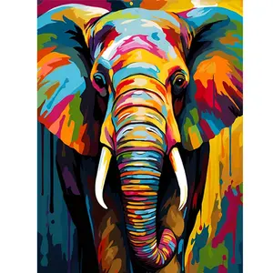 1Pcs Graffiti Elephant Acrylic Paint by Numbers 16x20in Unframed Beginner DIY Trendy & Playful Style Decor for Living Room Stylish Wall / Street-style Homestay Corner Ideal Gift for Graffiti Culture Lovers & Kids