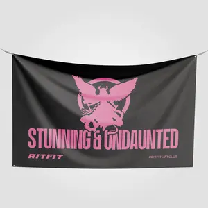 RitFit Stunning & Undaunted Flag - Black with Pink Graphic Design Tapestry Room Decor Wall Tapestry Decoration Items