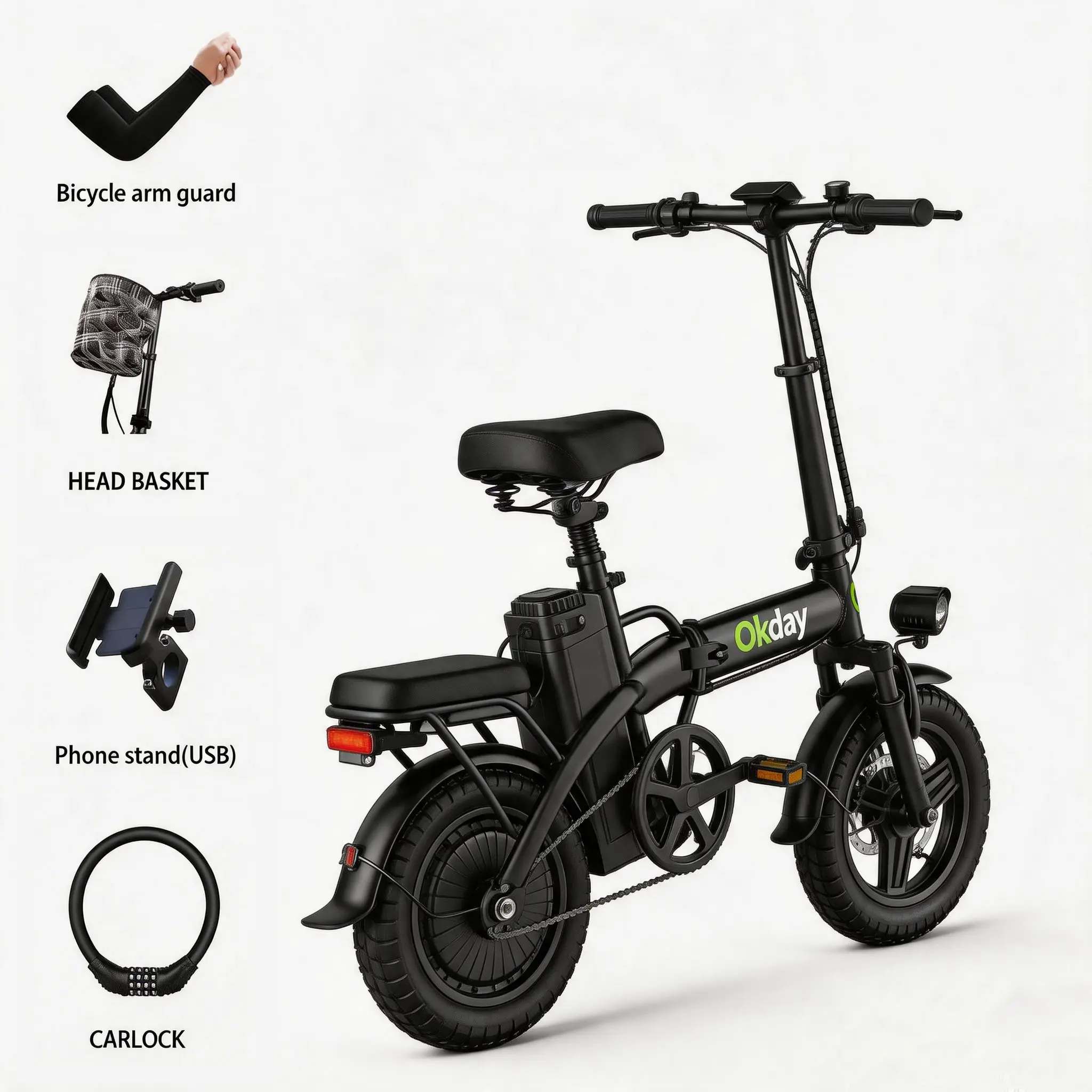 Okday 14" Folding Electric Bike for Adults, 700W Motor, 48V 15Ah Battery, 20 MPH Speed, 35-Mi Range, Dual Suspension, Disc Brakes, All-Terrain Carbon Steel Ebikes city adventure commuter bicycle, Unisex