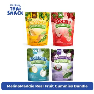 Melin & Maddie Real Tropical Fruit Gummies - Vegan Sweet Snack Candy, 53-65% Fruit/Puree, Candies, Fruit Flavored