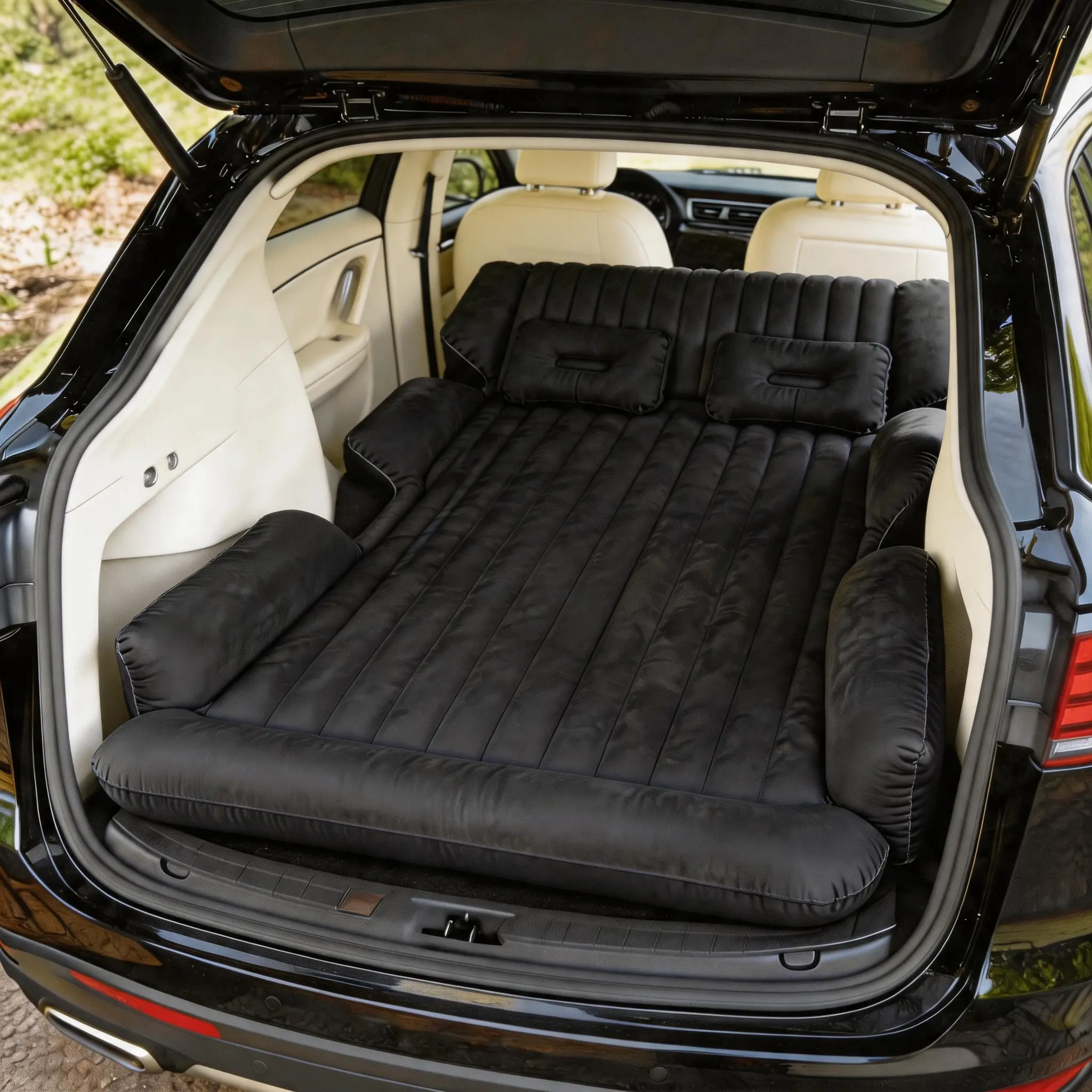 Portable Car Sleeping Bed,Car Rear Seat Inflatable Bed,inflatable Car Air Mattress with electric pump and accessories,Comfortable Travel Bedding Solution for Outdoor Adventure,Portable Airbed Camping Supplies & Road Trip mini summer fun lounge vibe