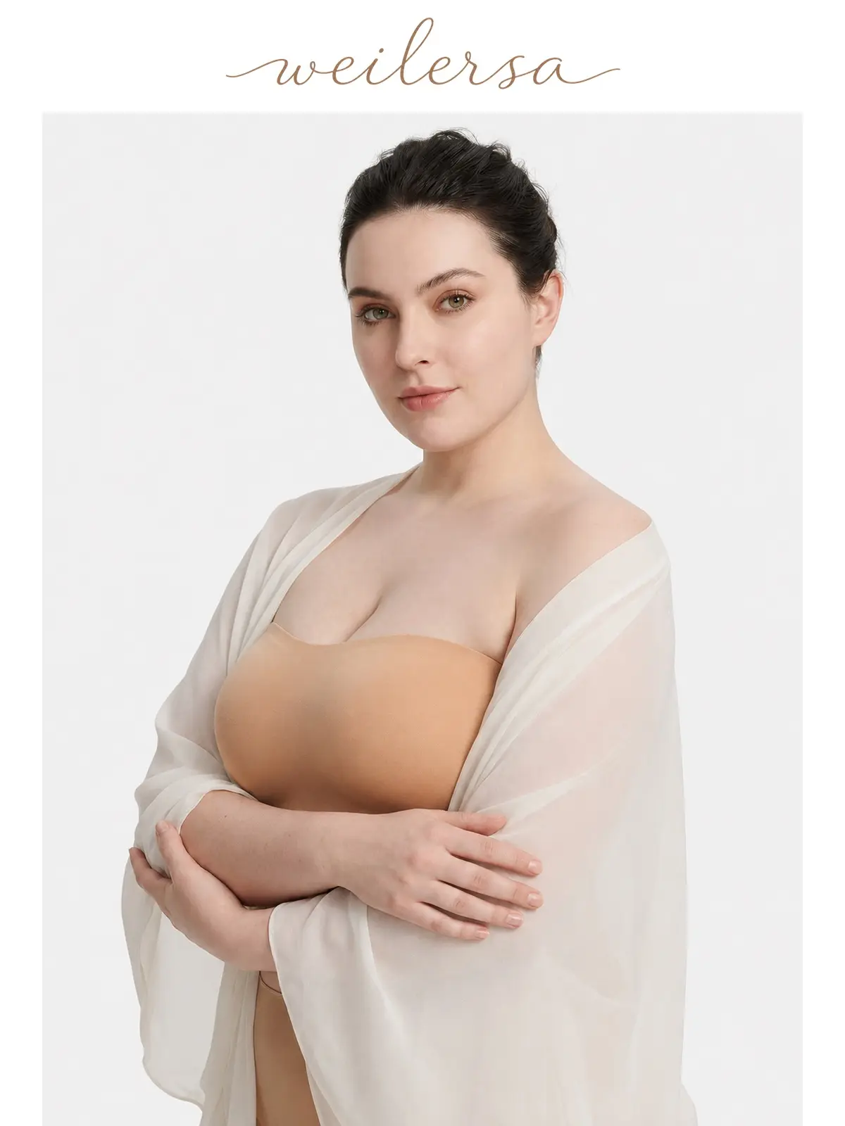 Weilersa Women's Wireless Strapless Push-Up Bra - Seamless Full Coverage, Off Shoulder, Plain, Elastane Polyamid, Non-Slip Support, Summer Wear for Plus Size Women, Machine Washable
