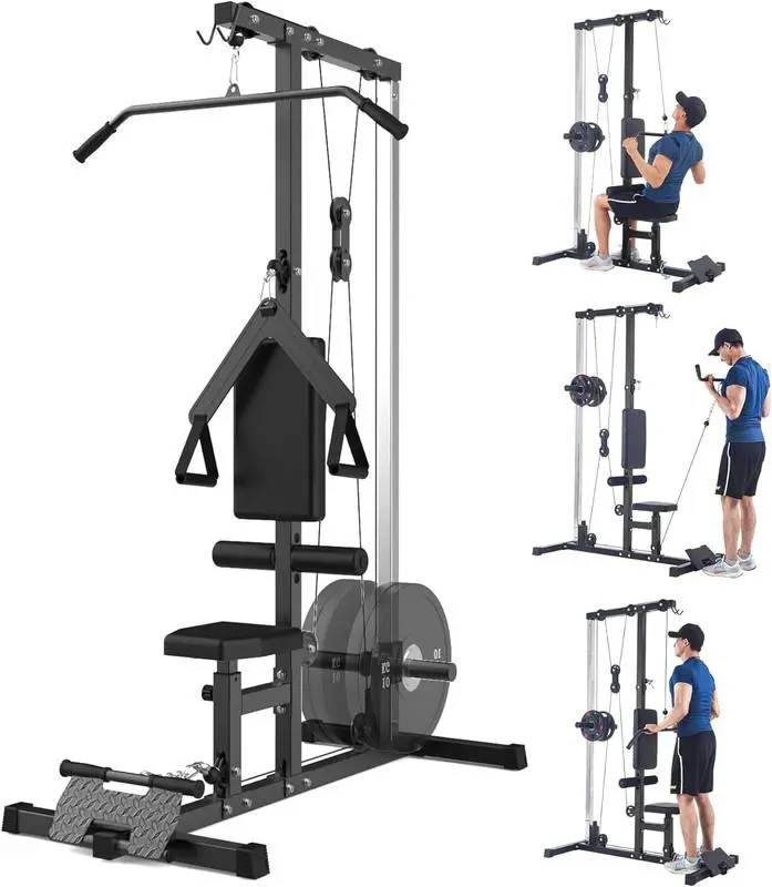Gaomon LAT Pulldown Machine - Steel Home Gym Combo, Home Training Equipment for Strength Training with Lat Pulldown System, High-Low Pulleys, Adjustable Knee Support, Tricep Workout Functions