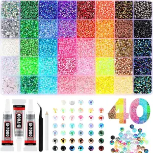 40,000pcs Jelly Resin Rhinestones Kit, 3mm Flatback AB Synthetic Gems   & Tools, Multicolor Crystals for DIY Crafts, Nail Art, Shoes, Books, and Phone Case Decoration