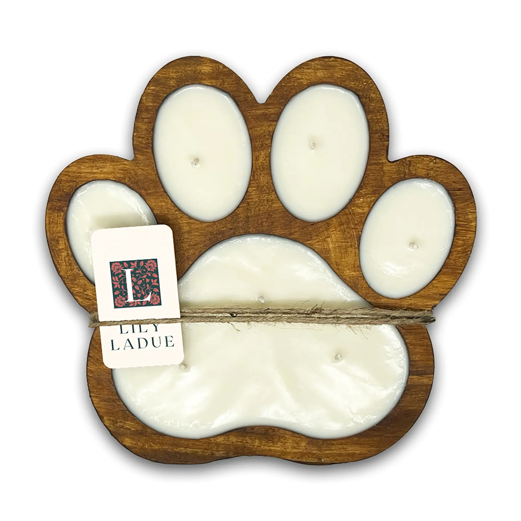 Pet Odor Eliminator for Home - Wooden Pet Odor Candles in Paw Print Shape Bowl Decor