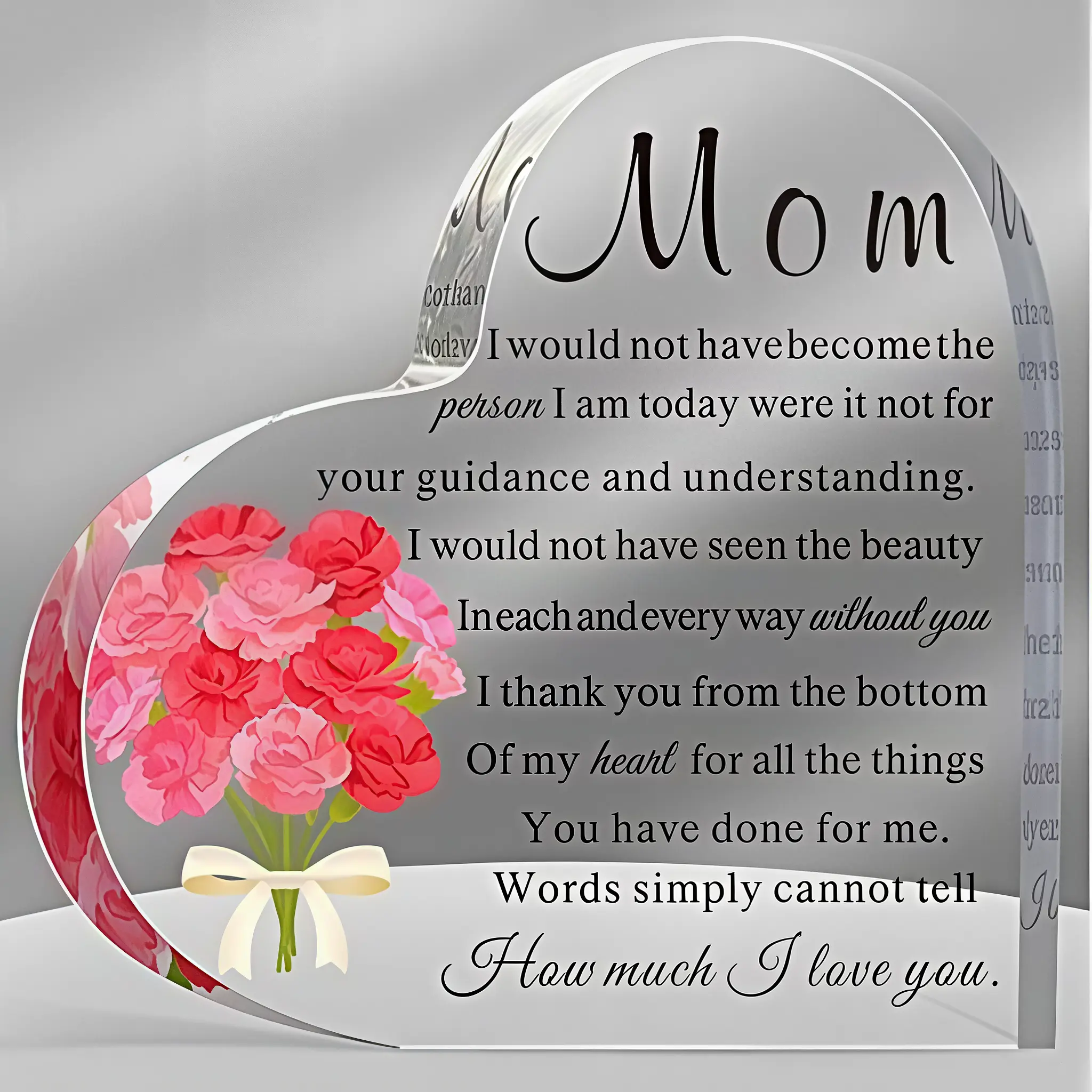 “Christmas Mom Gifts – Meaningful Acrylic Heart Keepsake Paperweight for Mom from Daughter or Son, Ideal for Birthday, Christmas, or Anniversary”