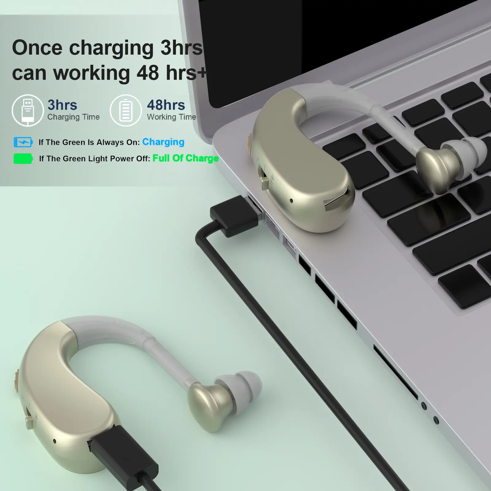 Personal Chargeable Hearing Amplifier Set, Polymer Lithium Battery ...