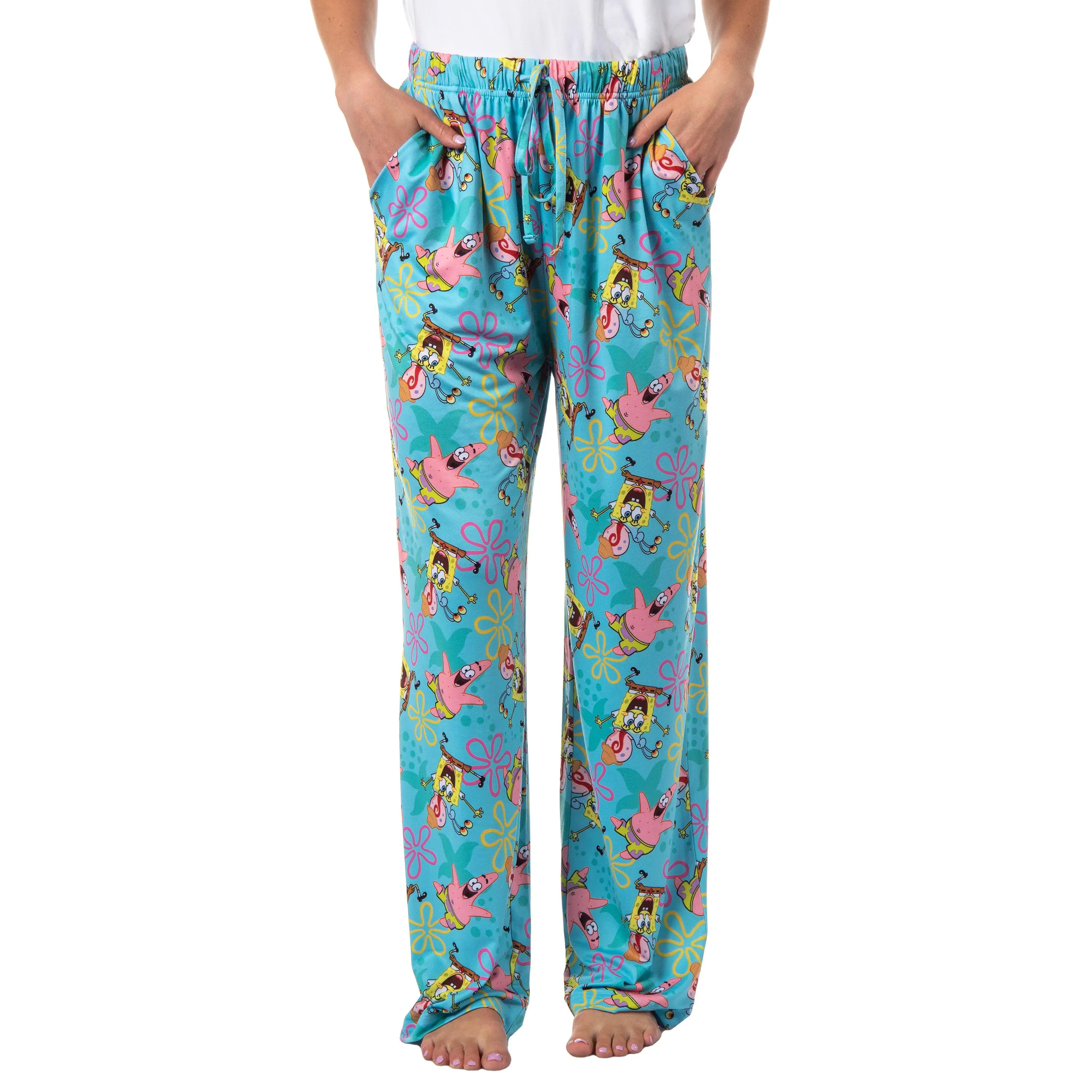 SpongeBob SquarePants Women's Patrick Gary The Snail Tossed Print Adult Sleep Lounge Pajama Pants