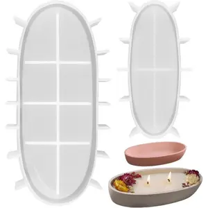 2 PCS Silicone Mould Bowl Oval DIY Silicone Mould Tray, Reusable Silicone Mould Plates, Silicone Moulds Casting Moulds Bowl for Candle Holders, Jewellery Bowls, Storage Bowls - Home Improvement.
