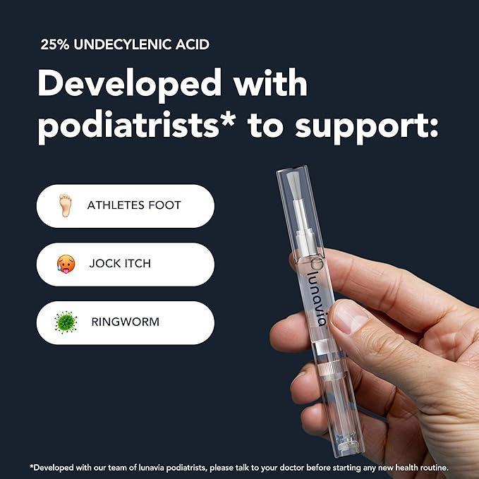 Lunavia Antifungal Pen with Undecylenic Acid 25%, EasyApply Antifungal Treatment for Athlete's Foot, Jock itch,Ringworm & Toe Skin