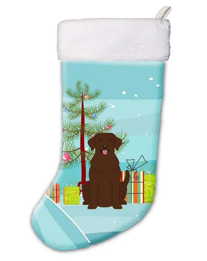 Christmas Stocking with Chocolate Labrador Artwork, Festive Home Decoration for Christmas Celebrations