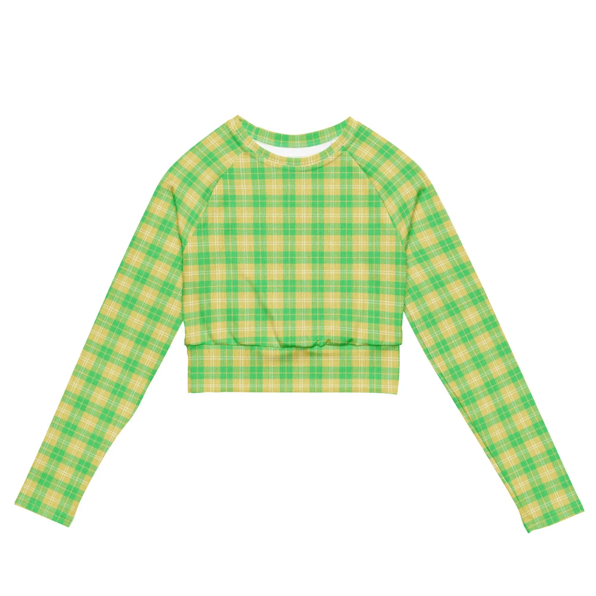 Women's Long-Sleeve Crop Top - Neon Green & Yellow
