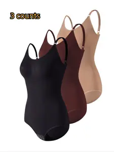 Women's Plain Adjustable Strap Ring Linked Shapewear Bodysuit, Casual Fit Seamless Backless Spaghetti Strap Tummy Control Butt Lifter, Valentine's Day Gift for Girl, Women's Shaper for All Seasons Daily Wear, Body Shaping Underwear, Body Shaper Girdle