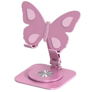 Elegant Adjustable Butterfly Aluminum Phone Stand, Durable Foldable Desktop Holder, Suitable for Phones and Tablets, No Waterproof, No Battery Needed