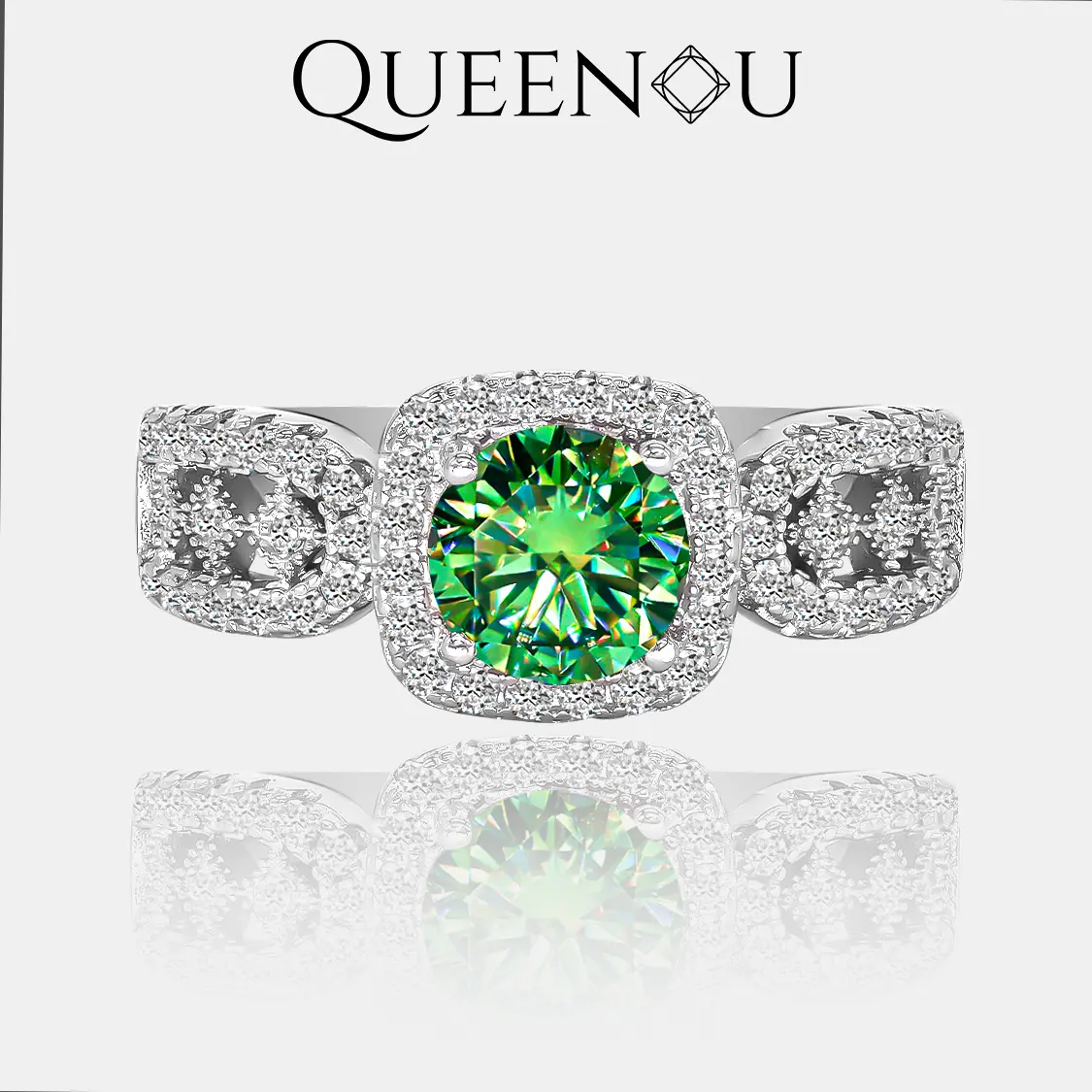 【290】New Year Promo “Lace Dance” 1 Carat Coloured Synthetic Moissanite Ring – Stunning Wedding, Engagement, or Anniversary Gift for Women. Timeless and Fashionable Jewelry for Every Occasion.