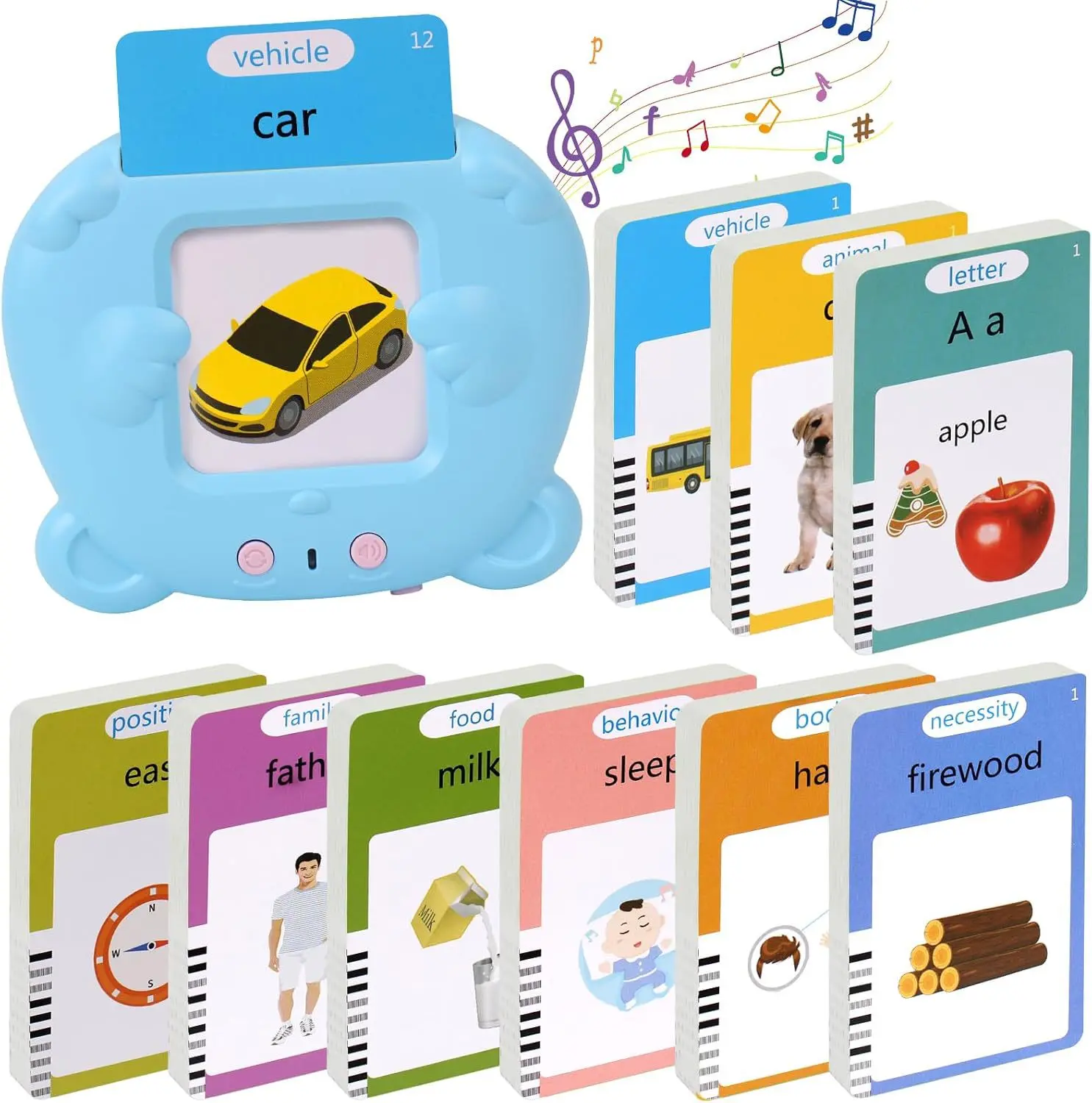 Talking Flash Cards –  English Montessori Learning Toy for Toddlers Ages 1–4, Available in 255 cards,and 510-Word Sets, Reusable Double-Sided Cards, Sensory & Autism-Friendly.