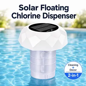 Solar Powered Pool Chlorine Floater with Digital Thermometer & LED Light - Professional Floating Dispenser for Swimming Pools & Hot Tubs | 2026 Upgraded Edition